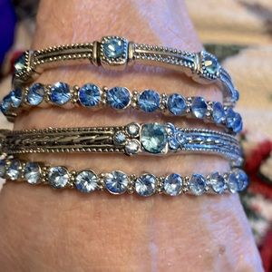 Light blue vintage silver stretch beads bracelet new
